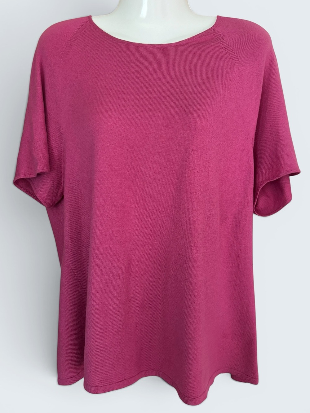 Eileen Fisher Pink Short Sleeve Round Neck Italian Yarn Sweater Size XL